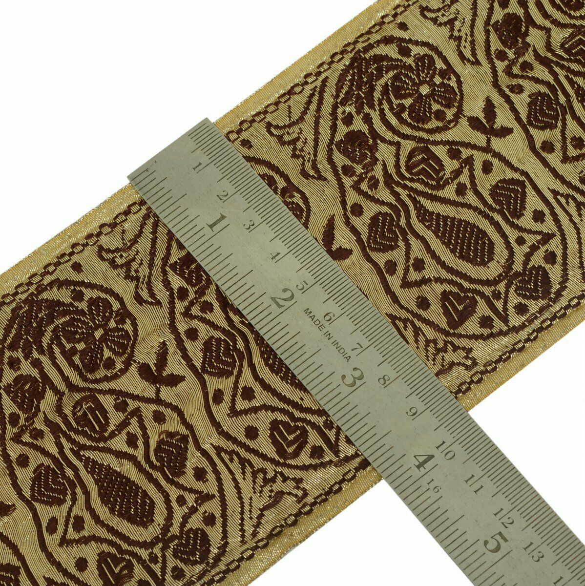 Vintage Saree Border Indian Craft Trim Antique Zari Woven Lace Ribbon Gold