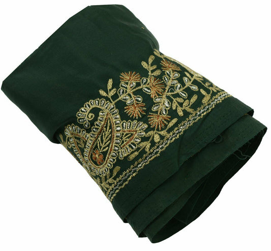 Antique Vtg Sari Border Indian Craft Trim Embroidered Paisley Floral Green lace