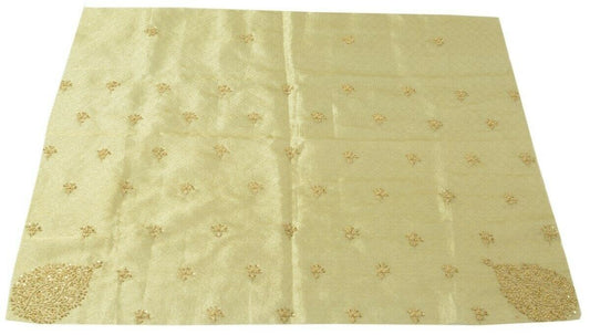 Vintage Saree Multi Purpose Fabric Piece for Sew Craft Hand Beaded Zardozi Cream
