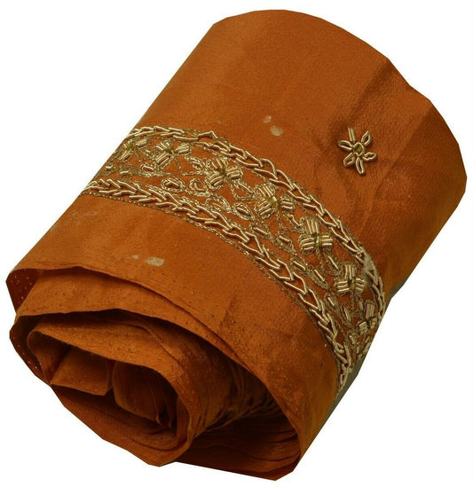 Vintage Sari Border Indian Craft Trim Hand Beaded Zardoizi Embroidered Lace Rust