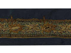 Vintage Sari Border Indian Craft Trim Embroidered Deep Gray Sewing Ribbon Lace