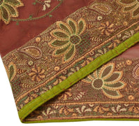 Vintage Sari Border Indian Craft Trim Embroidered Floral Maroon Ribbon Lace