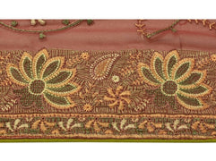 Vintage Sari Border Indian Craft Trim Embroidered Floral Maroon Ribbon Lace