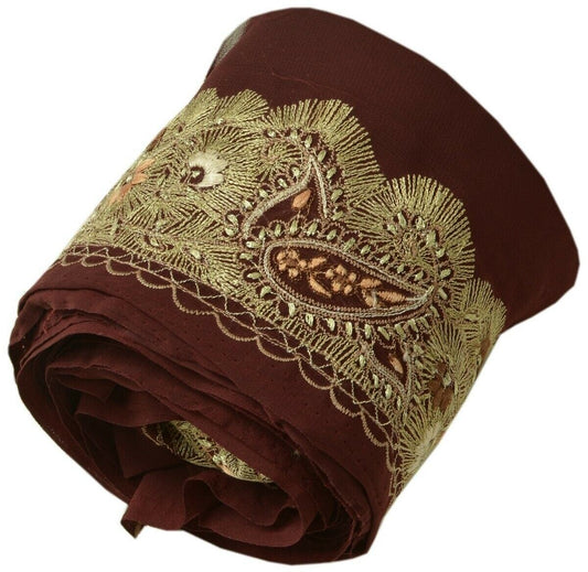 Vintage Sari Border Indian Craft Trim Embroidered Burgundy Sewing Ribbon Lace