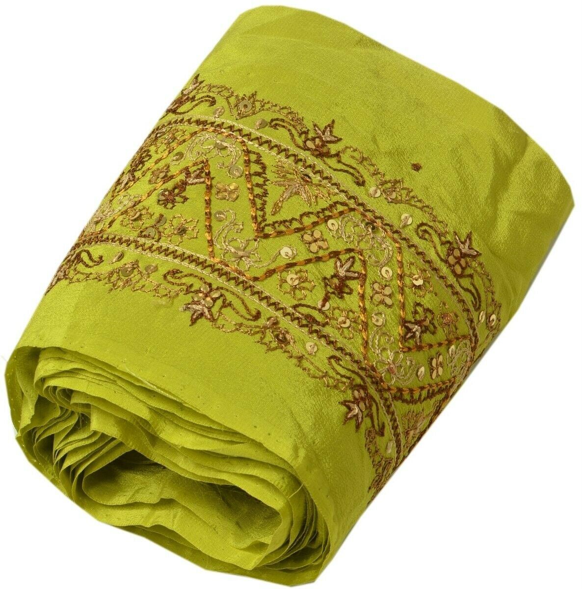 Vintage Sari Border Indian Craft Trim Embroidered Sewing Ribbon Lace Green