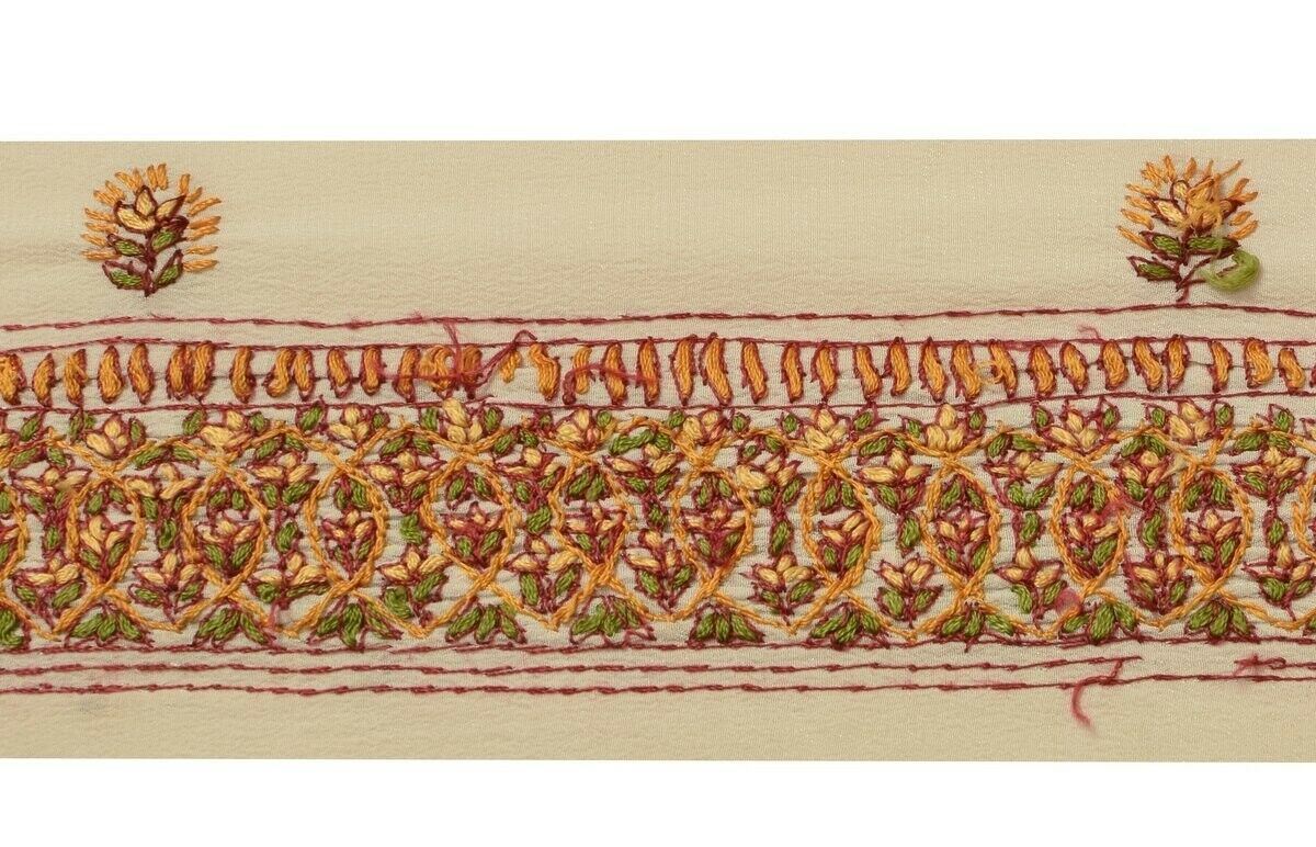Vintage Sari Border Indian Craft Trim Hand Embroidered Sewing Ribbon Lace