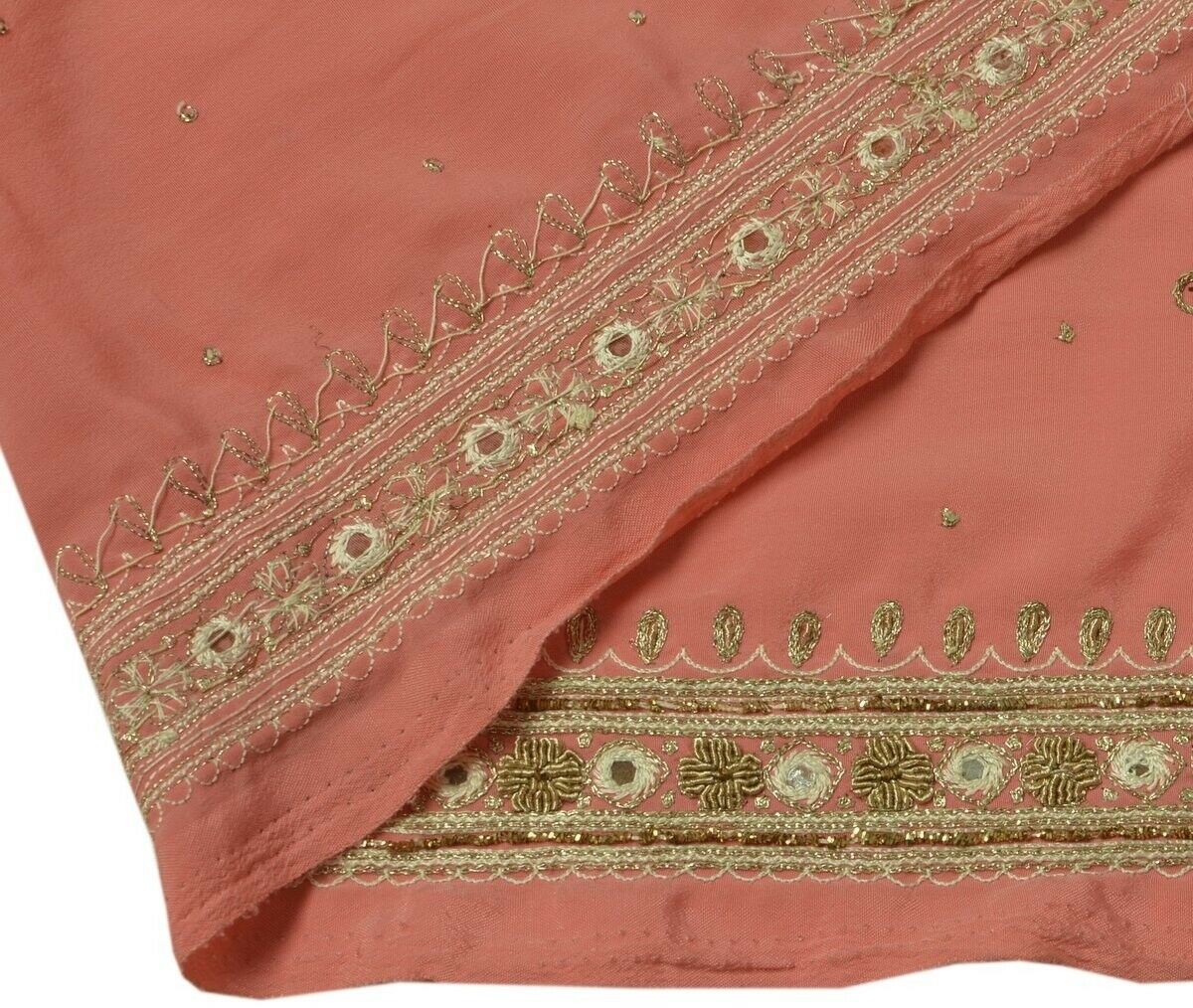 Vintage Sari Border Indian Craft Trim Hand Beaded Embroidered Ribbon Lace Pink