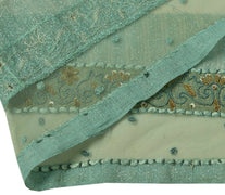 Vintage Sari Border Indian Craft Trim Hand Beaded Zardozi Green Ribbon Lace