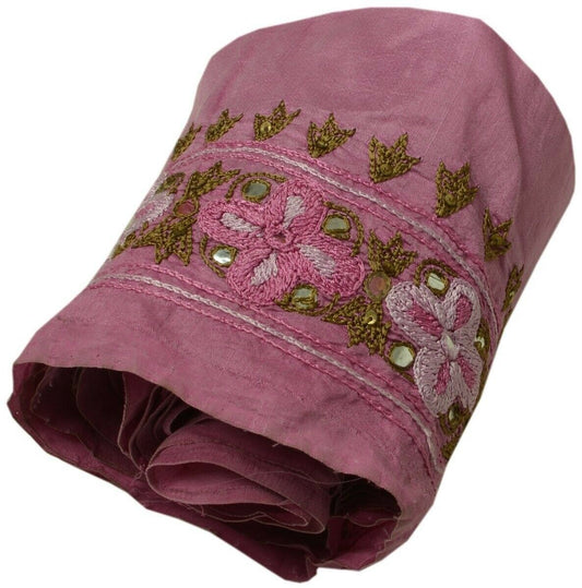 Vintage Sari Border Indian Craft Trim Embroidered Mirror Work Magenta Lace