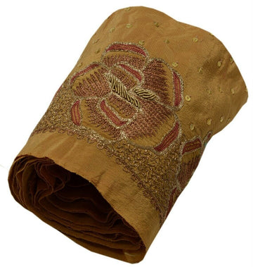 Vintage Saree Border Indian Craft Trim Hand Beaded Embroidered Ribbon Lace Brown