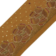 Vintage Saree Border Indian Craft Trim Hand Beaded Embroidered Ribbon Lace Brown