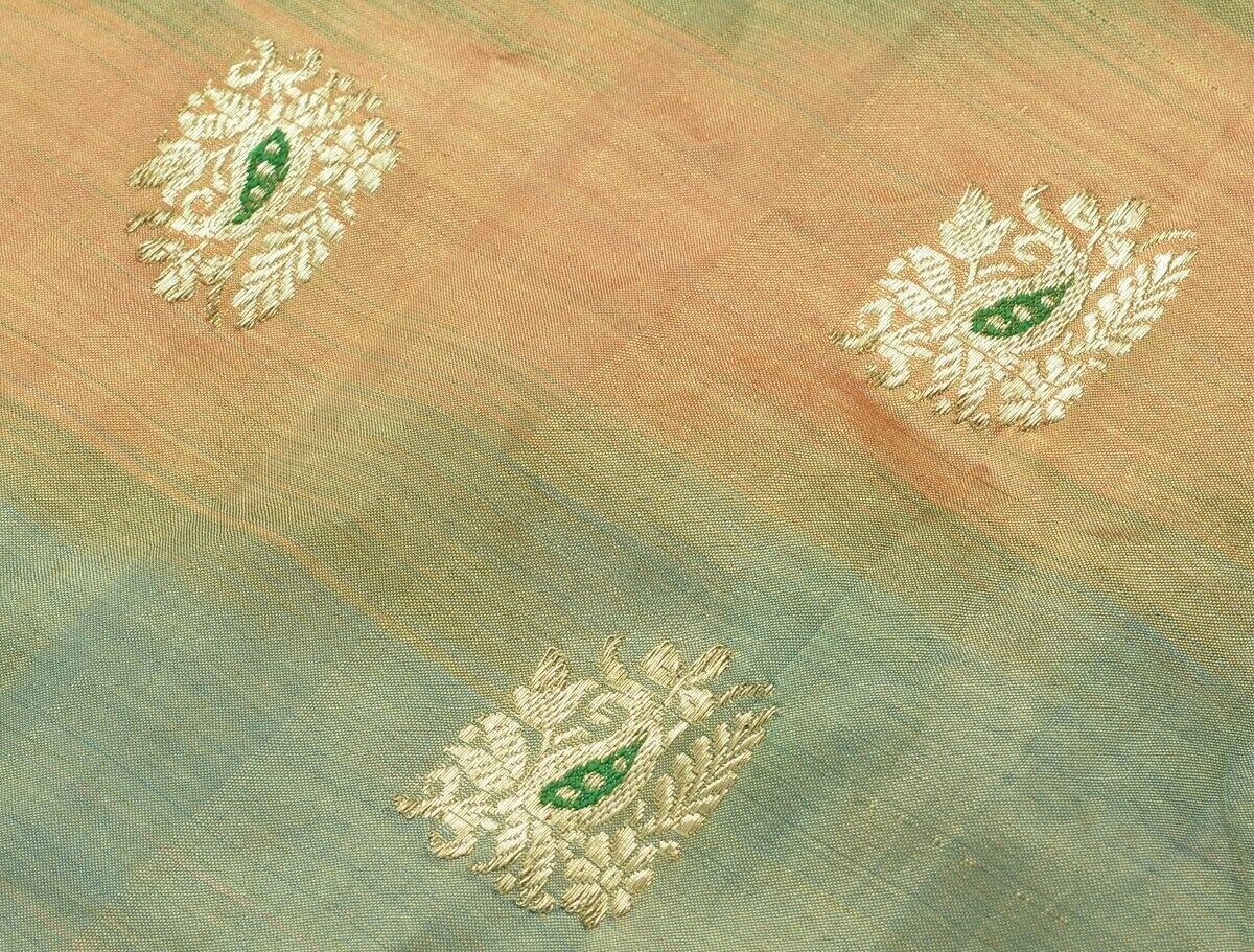 Vintage Saree Multi Purpose Design Fabric Piece for Sew Craft Woven zari Brocade