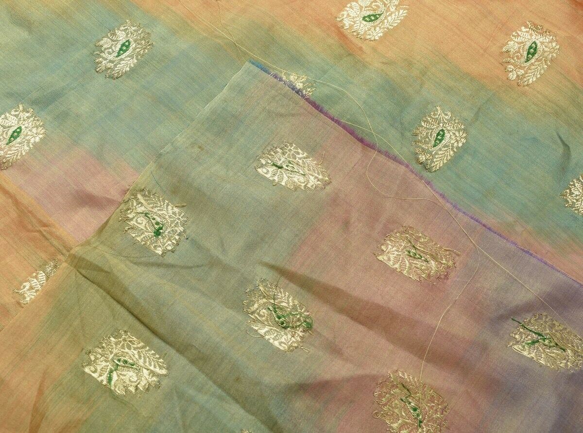 Vintage Saree Multi Purpose Design Fabric Piece for Sew Craft Woven zari Brocade