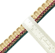 0.9" W 4 Yard Magenta green Gold Edging Border Indian Craft Trim Sewing Lace
