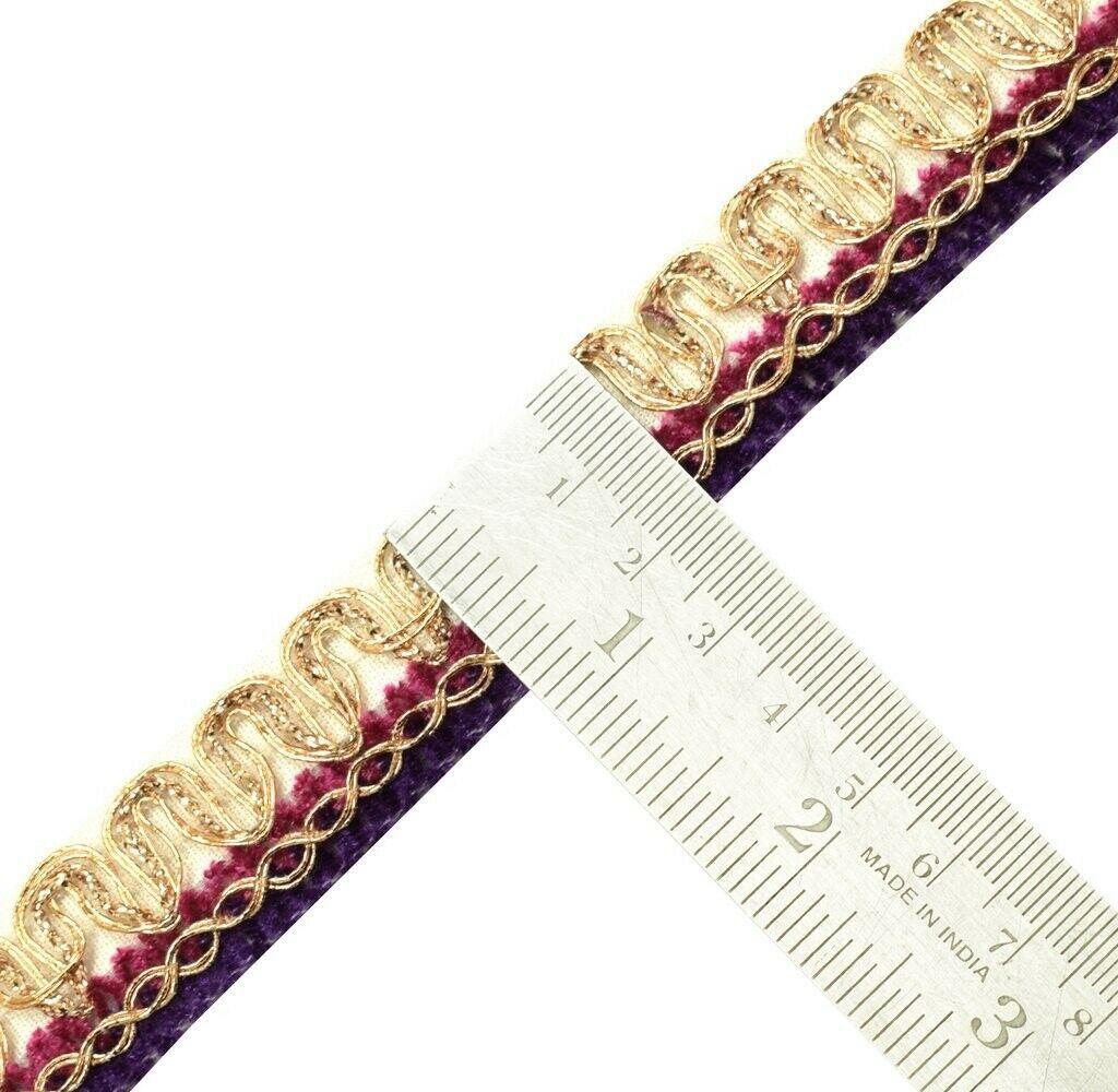 0.9" W 3 Yard Edging Border Indian Craft Trim Multi Color Sewing Ribbon Lace