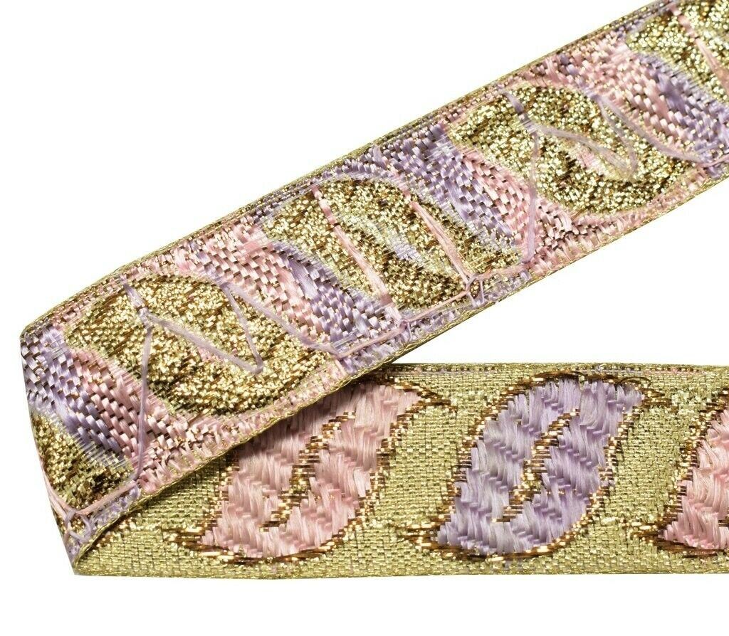 1.25" W 3 Yard Edging Border Indian Craft Trim Woven Multi Sewing Ribbon Lace