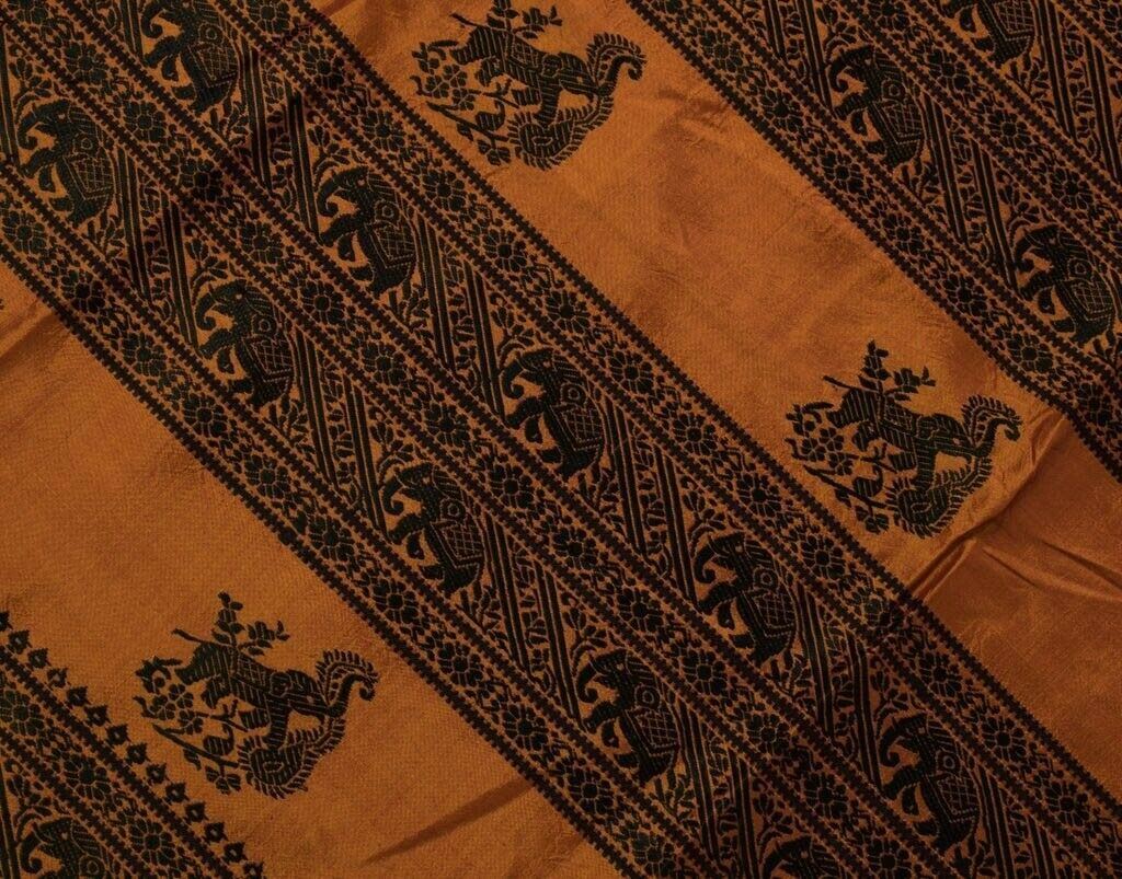 Vintage Saree Remnant Scrap Multi Purpose Woven Pure Silk Craft Design Fabric