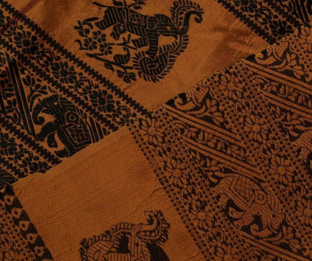 Vintage Saree Remnant Scrap Multi Purpose Woven Pure Silk Craft Design Fabric