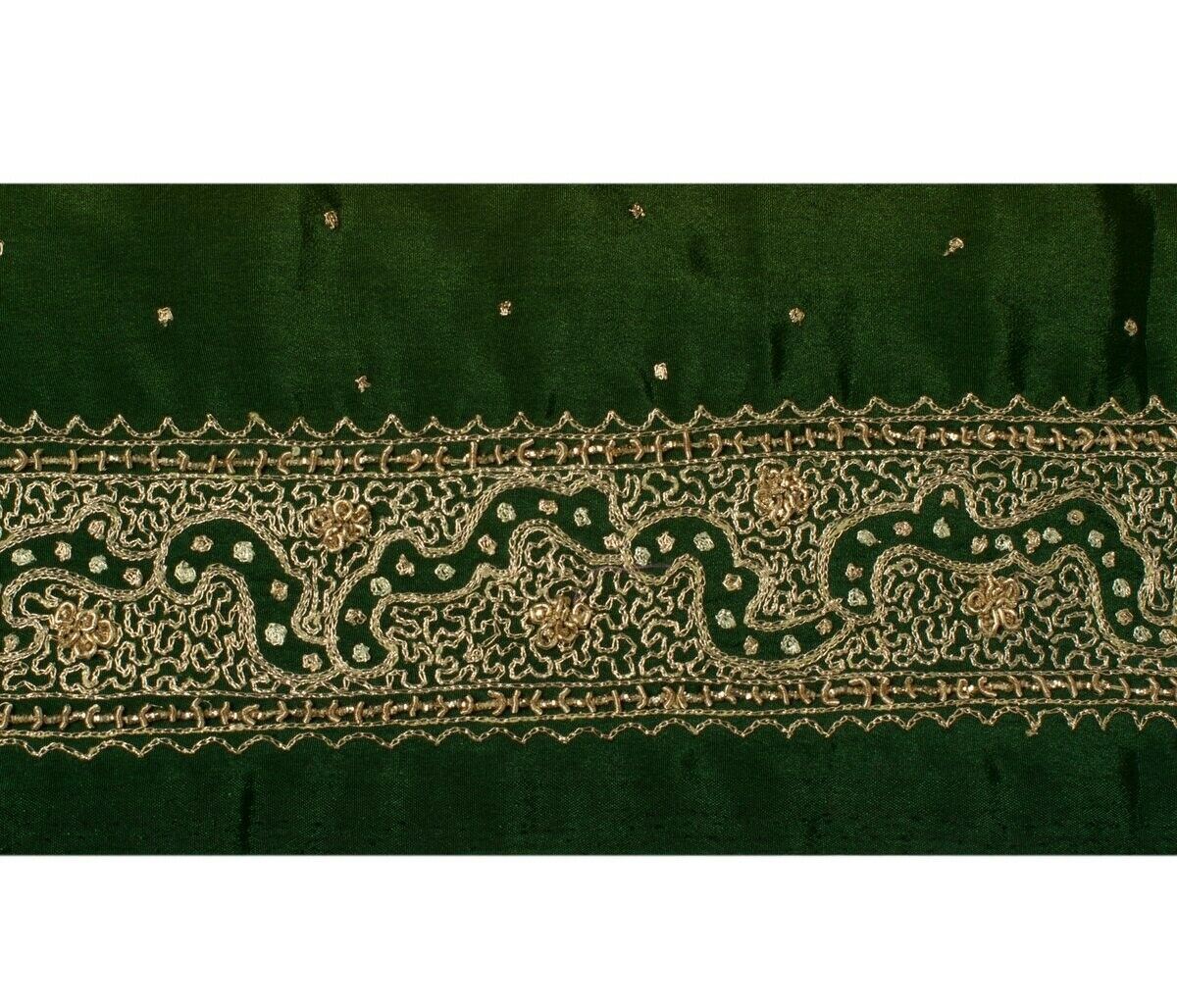 Vintage Sari Border Indian Craft Sewing Trim Hand Beaded Embroidered Green Lace