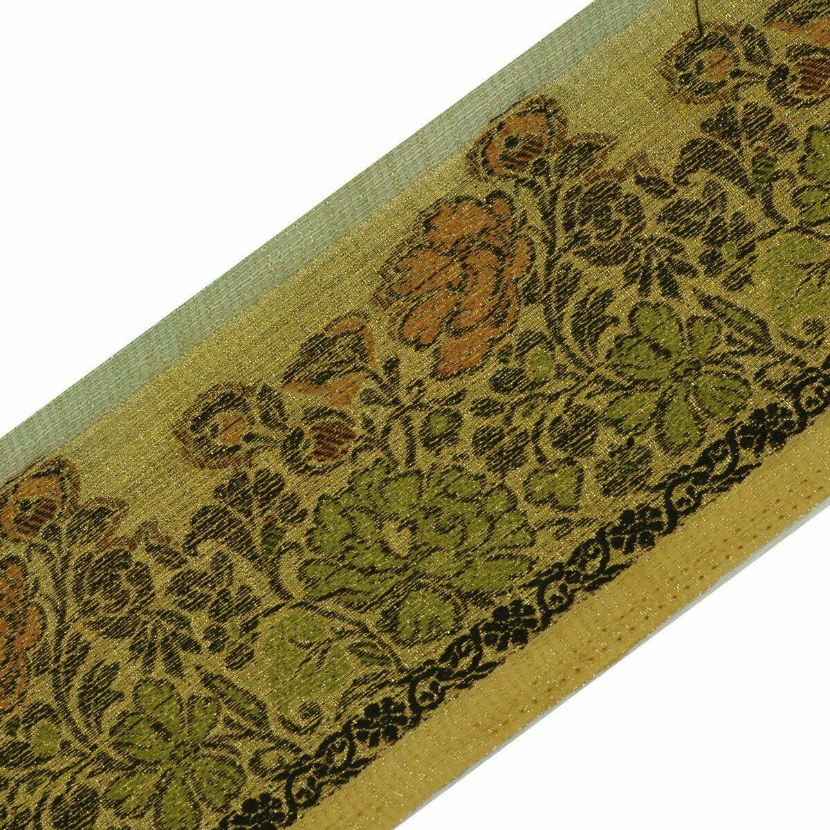 Vintage Saree Border Indian Craft Trim Antique Woven Floral Riboon Cream
