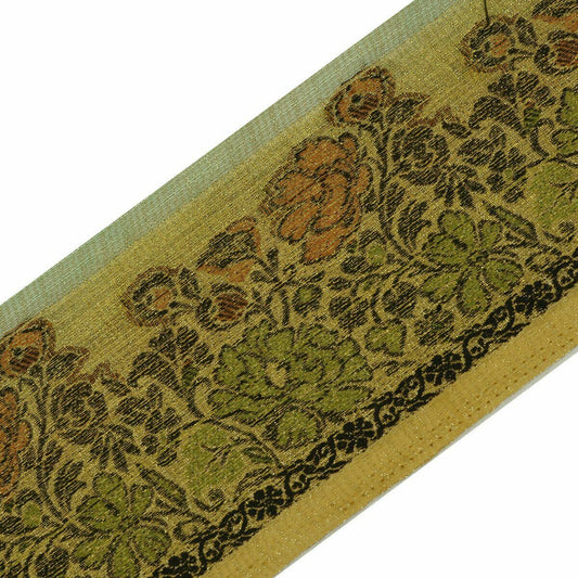 Vintage Saree Border Indian Craft Trim Antique Woven Floral Riboon Cream