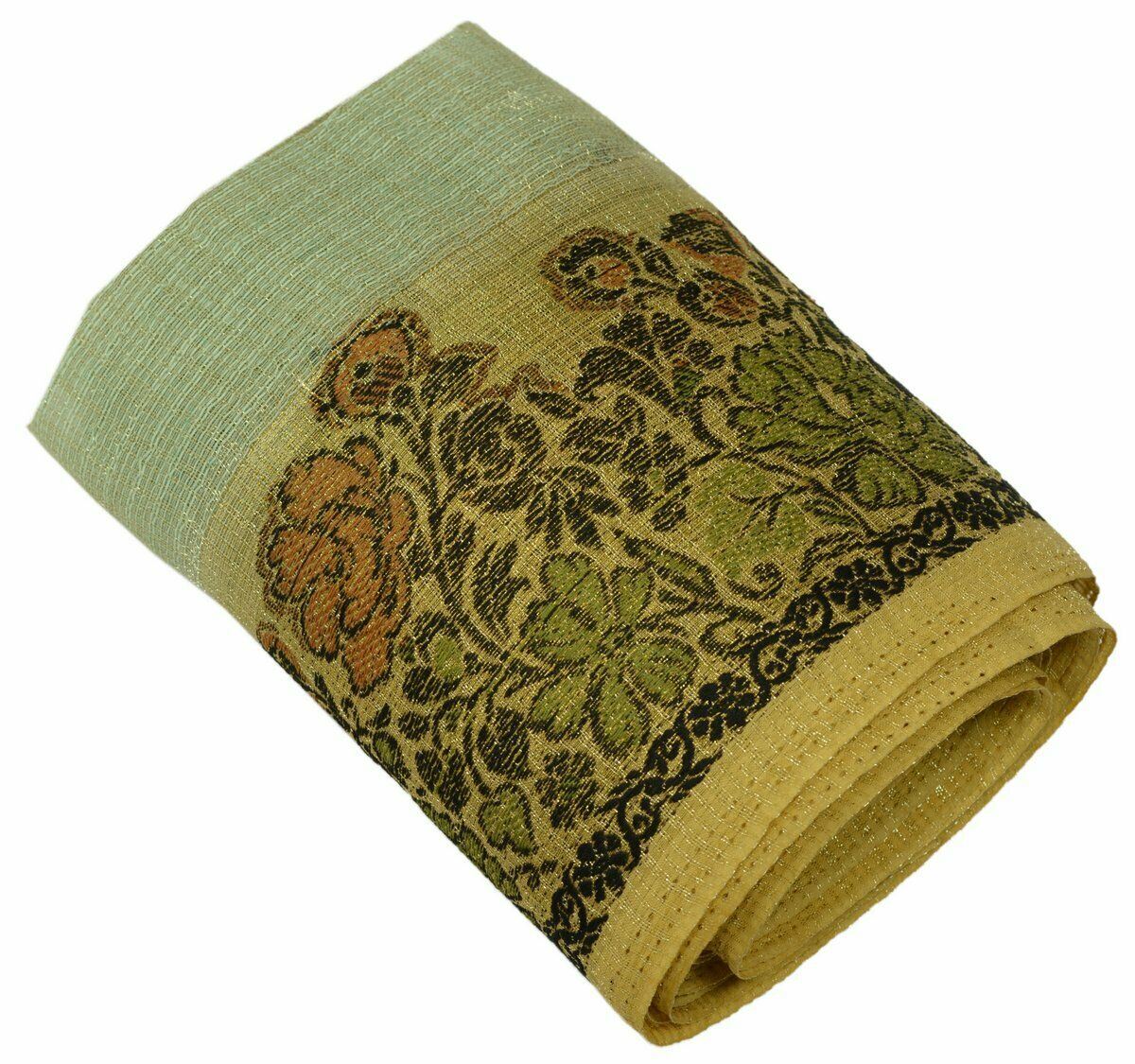 Vintage Saree Border Indian Craft Trim Antique Woven Floral Riboon Cream