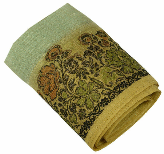 Vintage Saree Border Indian Craft Trim Antique Woven Floral Riboon Cream