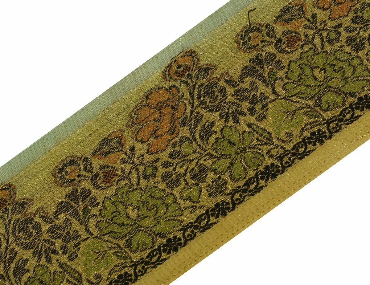 Vintage Saree Border Indian Craft Trim Antique Woven Floral Riboon Cream