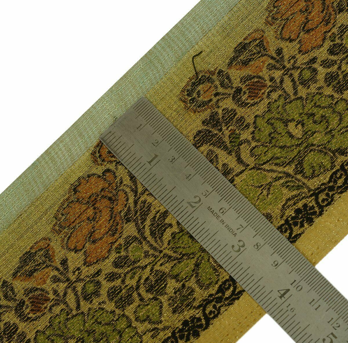 Vintage Saree Border Indian Craft Trim Antique Woven Floral Riboon Cream