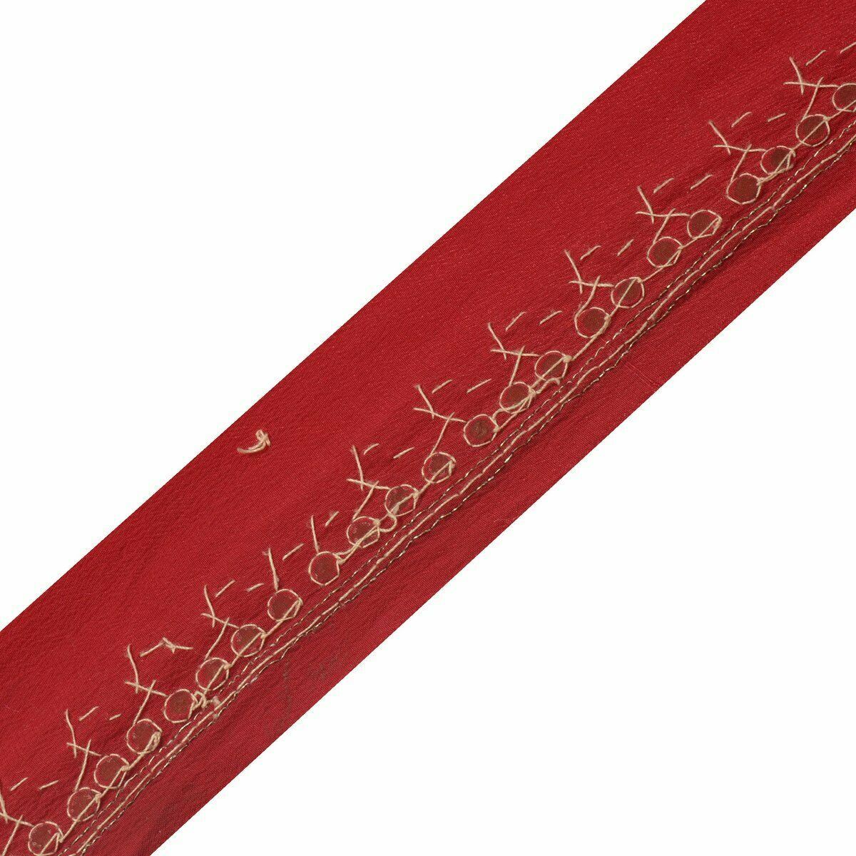 Vintage Saree Border Indian Craft Trim Antique Hand Beaded Ribbon Lace Maroon