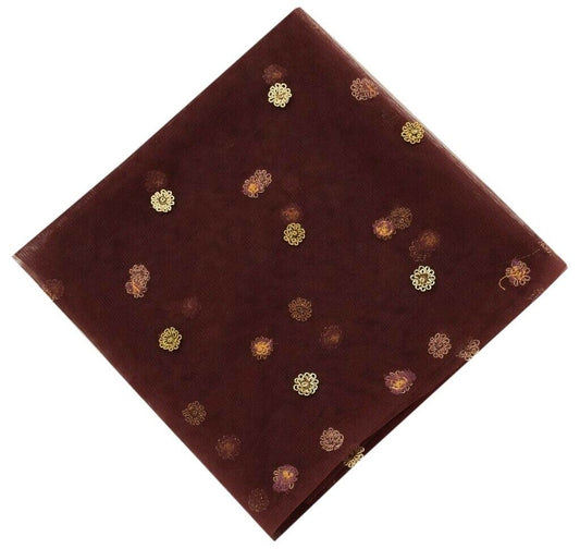 Vintage Saree Remnant Scrap Multi Purpose Hand Beaded Maroon Design Fabric