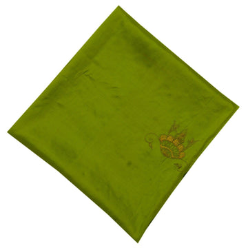 Vintage Saree Remnant Scrap Multi Purpose Craft Fabric Green Thread Embroidered