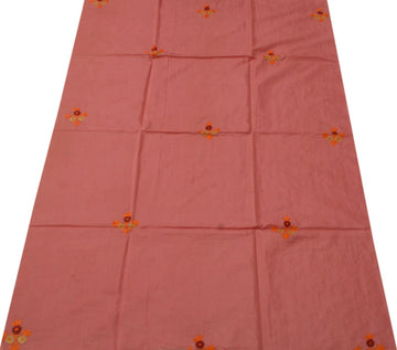 Vintage Saree Remnant Scrap Multi Purpose Craft Thread Emboroidered Pink Fabric