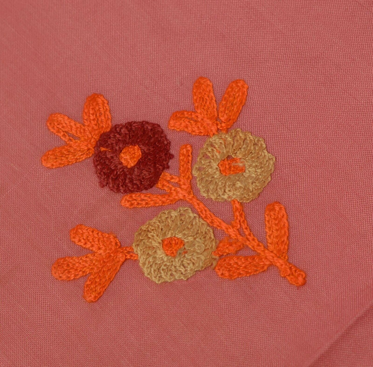 Vintage Saree Remnant Scrap Multi Purpose Craft Thread Emboroidered Pink Fabric