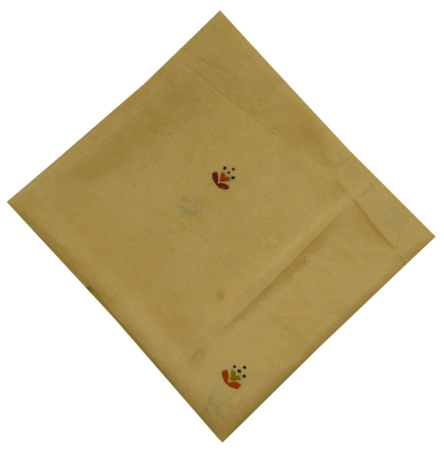 Vintage Saree Remnant Scrap Multi Purpose Craft Hand Embroidered Beige Fabric