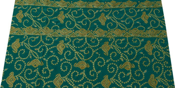 Vintage Saree Remnant Scrap Multi Purpose Craft Thread Embroidered Teal Fabric