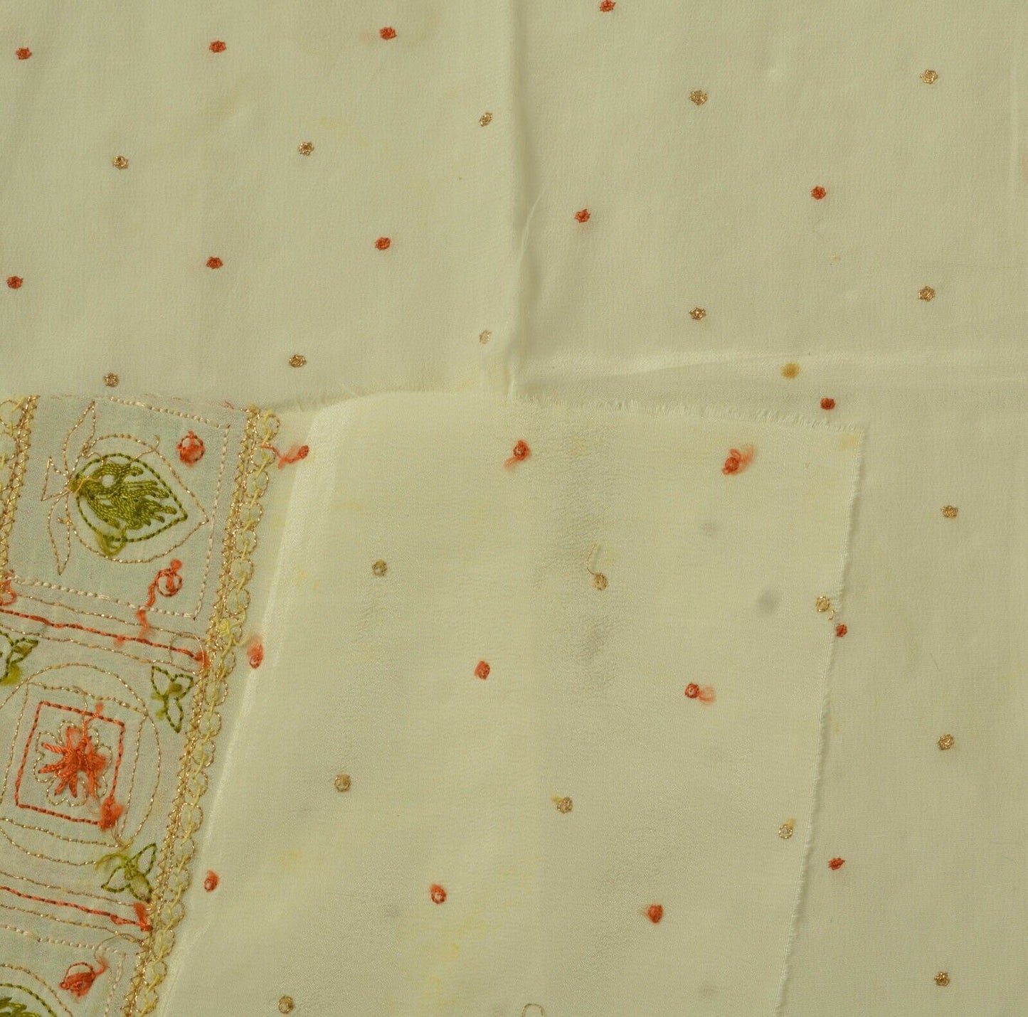 Vintage Saree Remnant Scrap Multi Purpose Craft Hand Beaded Patch Work Fabric
