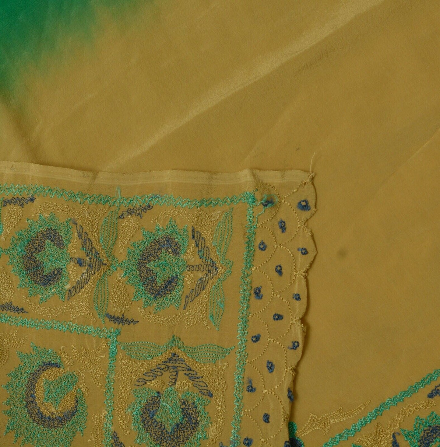 Vintage Saree Remnant Scrap Multi Purpose Craft Thread Embroidered Fabric