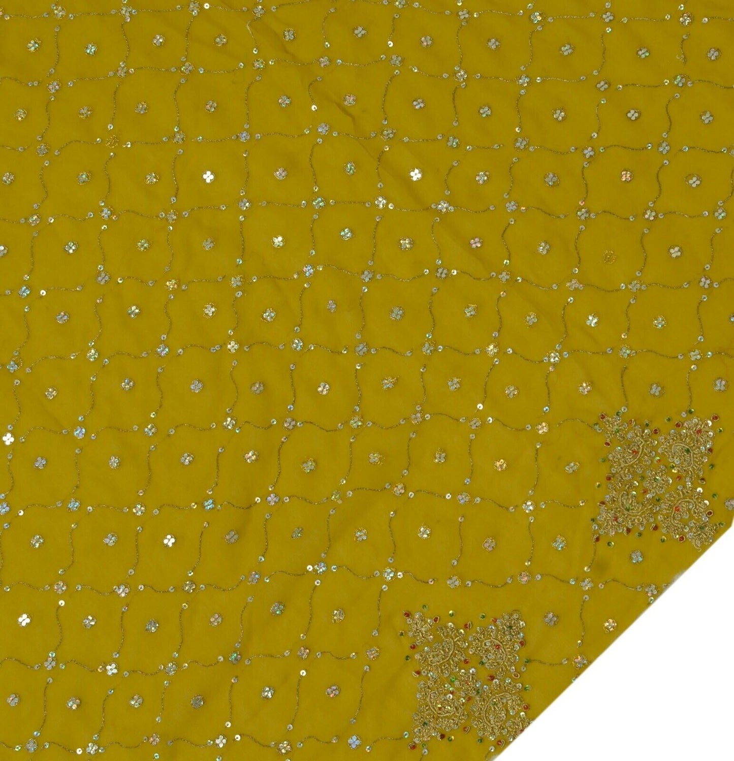 Vintage Saree Remnant Scrap Multi Purpose Craft Sequins Embroidered Fabric