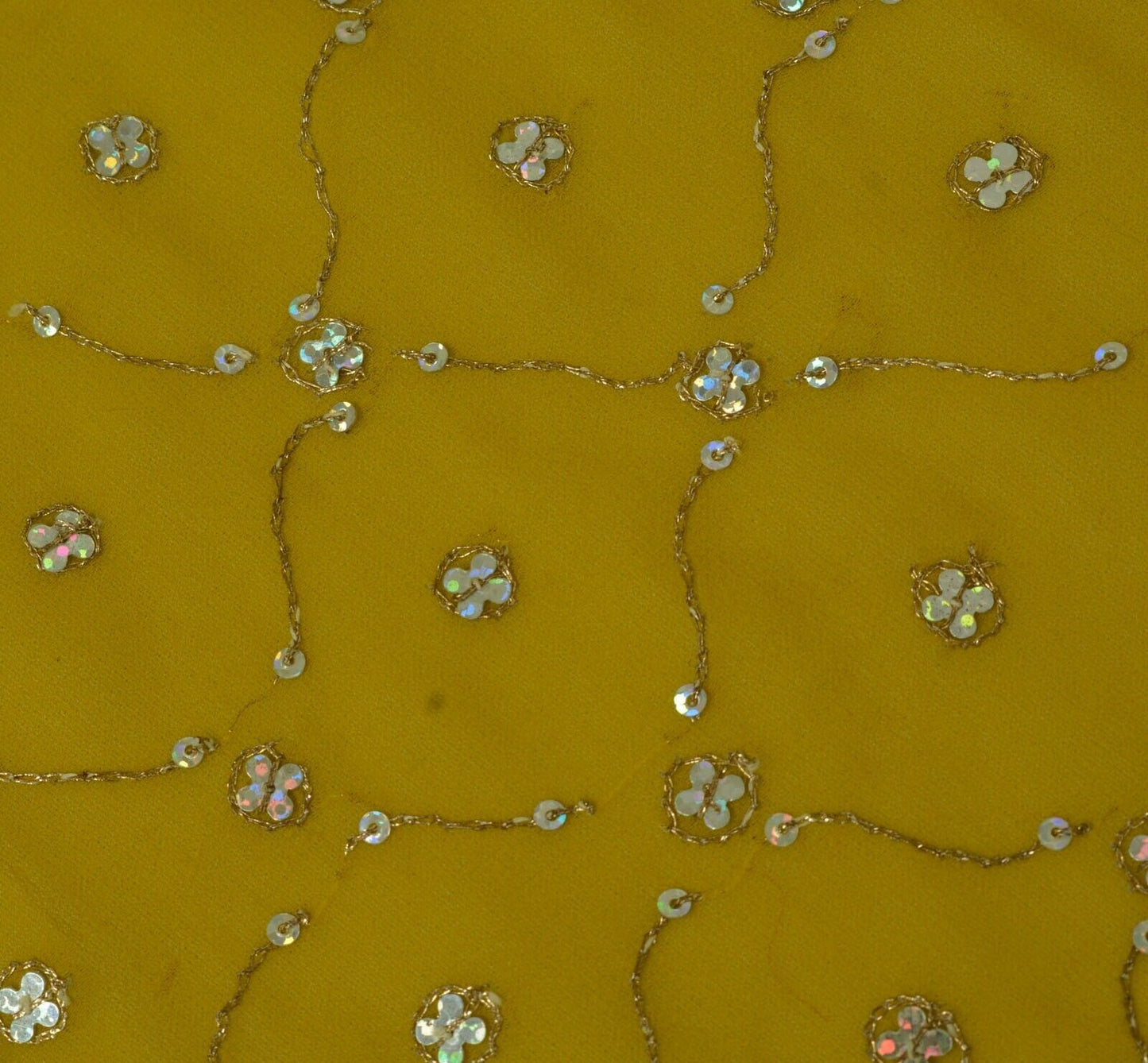 Vintage Saree Remnant Scrap Multi Purpose Craft Sequins Embroidered Fabric
