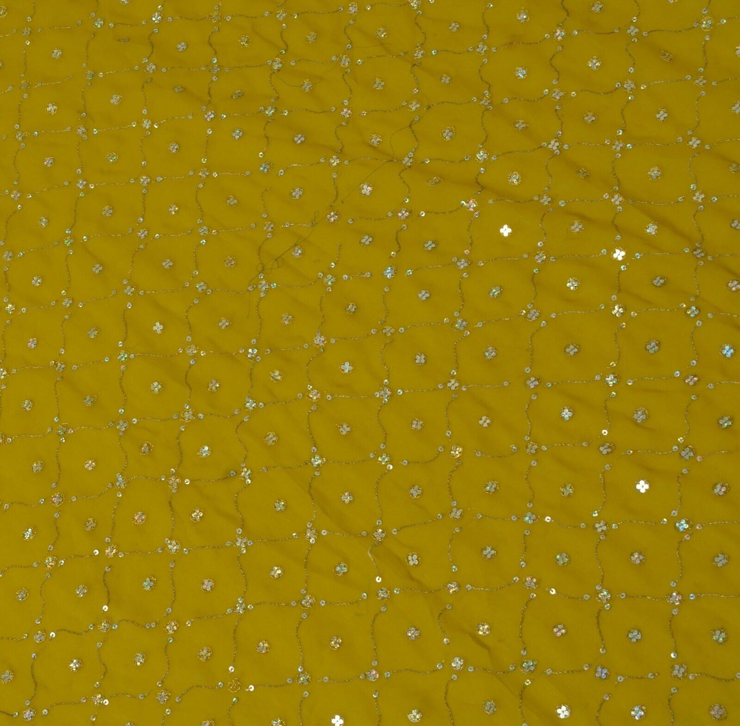 Vintage Saree Remnant Scrap Multi Purpose Craft Sequins Embroidered Fabric