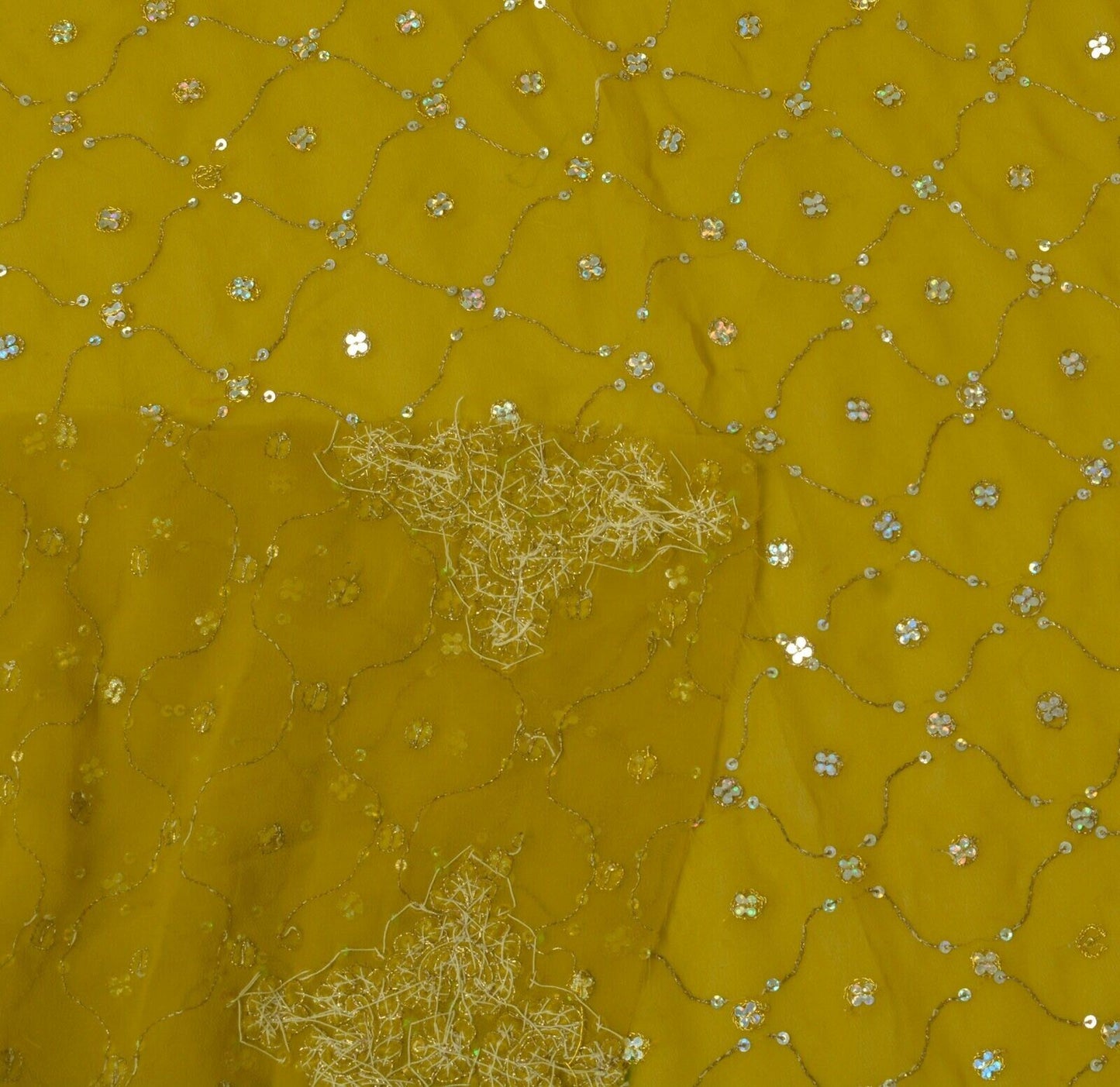 Vintage Saree Remnant Scrap Multi Purpose Craft Sequins Embroidered Fabric