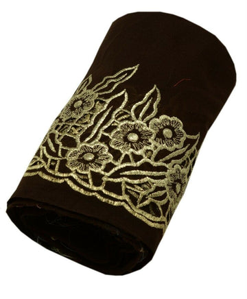 Vintage Saree Border Indian Craft Trim Embroidered Cut Work Dark Brown Lace