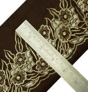 Vintage Saree Border Indian Craft Trim Embroidered Cut Work Dark Brown Lace