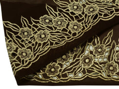 Vintage Saree Border Indian Craft Trim Embroidered Cut Work Dark Brown Lace