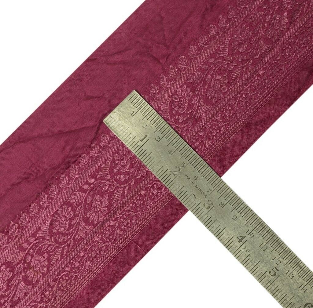 Vintage Sari Border Indian Craft Sewing Trim Woven Magenta Ribbon Lace
