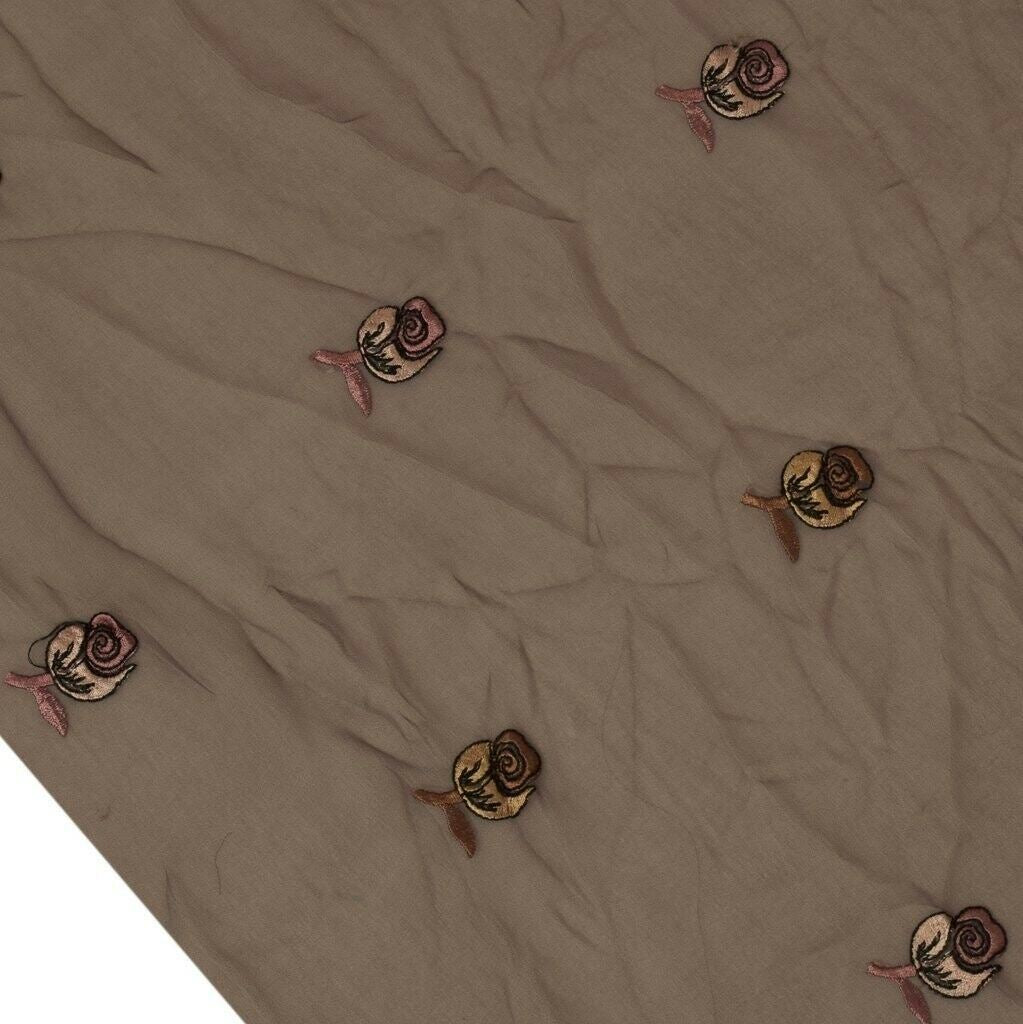Blend Georgette Vintage Sari Remnant Scrap Fabric for Sewing Craft Dark Brown