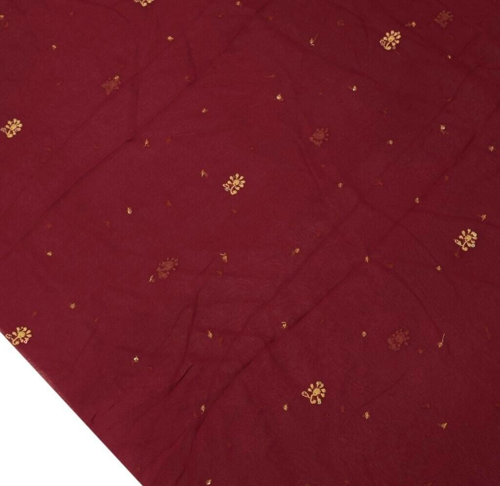 Blend Georgette Silk Vintage Sari Remnant Scrap Fabric for Sewing Craft Magenta