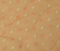 Printed Super Net Peach Vintage Sari Remnant Scrap Fabric for Sewing Craft