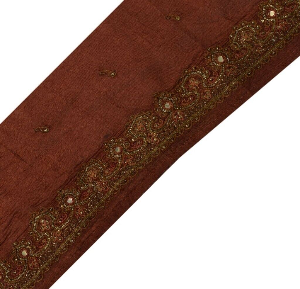 Vintage Sari Border Indian Craft Sewing Trim Embroidered Ribbon Lace Rust